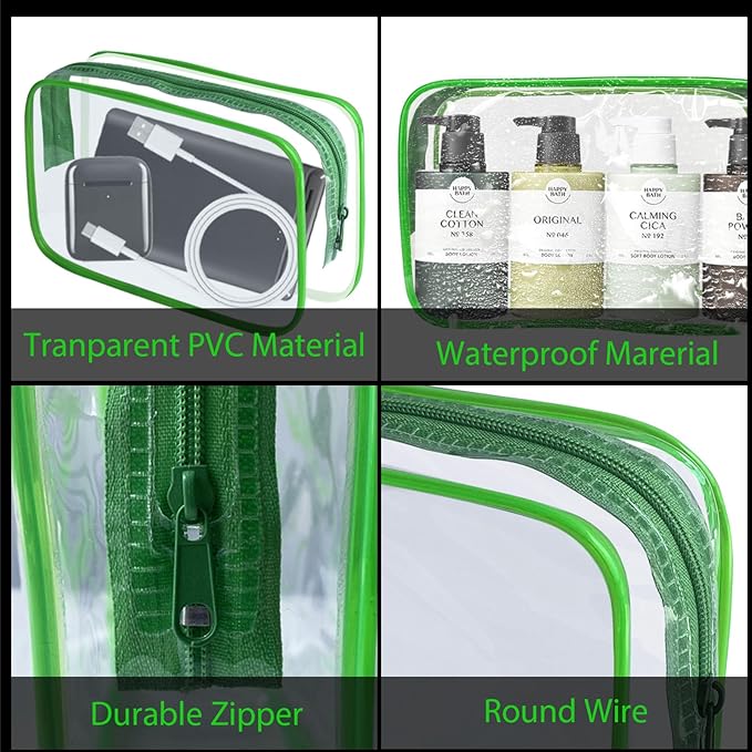 16 Pieces Clear Makeup Bag PVC Zippered Clear Toiletry Carry Pouch Portable - Image 4