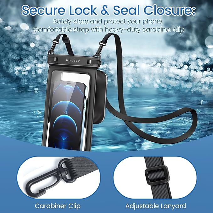 Niveaya [Floatable Floating Waterproof Phone Pouch 2 Pack-Up to 8.5", Large - Image 4