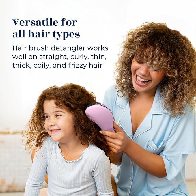 Crave Naturals Glide Thru Detangling Brush For Natural, Curly, Straight, Wet or Dry Hair - Gentle Detangler Brush Styling Tool for Adults, Kids, Toddlers and Little Girls - 7.5 x 3 in, Pink