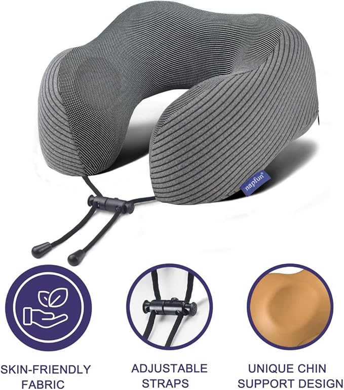 napfun Travel Pillow, 100% Pure Memory Foam Neck Pillows - Image 3