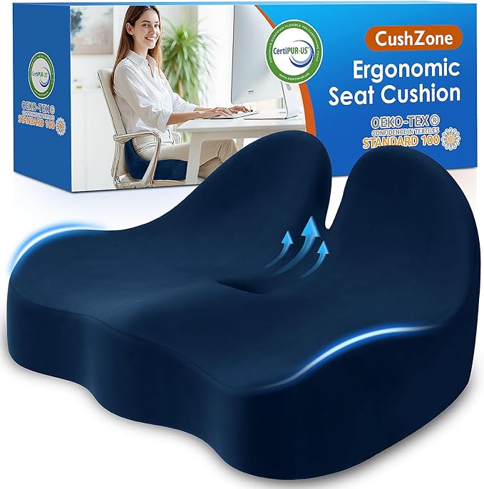 Seat Cushion, Memory Foam Office Chair Seat Cushion by CushZone