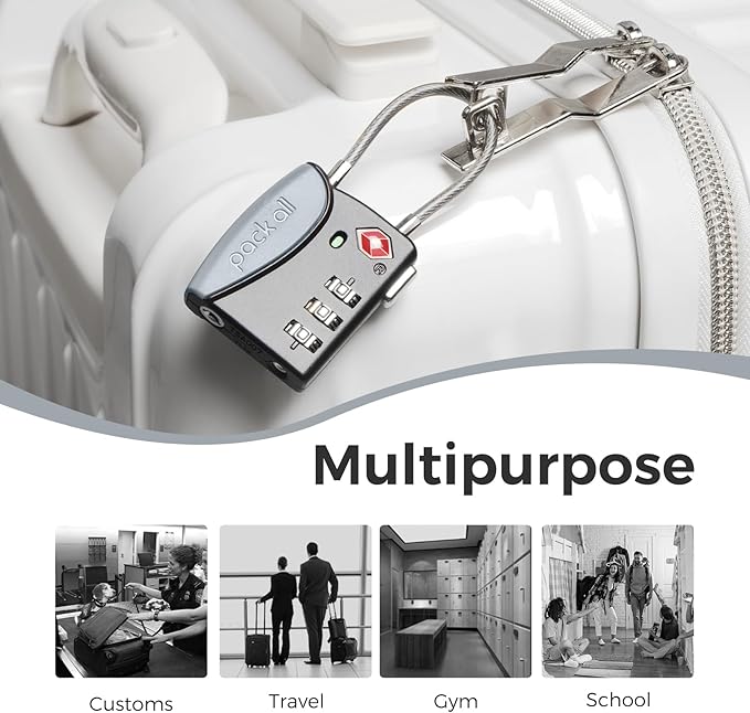 pack all TSA Approved Cable Luggage Locks, 3 Digit Combination Padlocks - Image 7