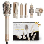 MESCOMB 6-in-1 Hot Air Styler – Hair Dryer with Straightener, Auto Curler & Volumizing Brush for Straightening, Curling, Smoothing & Volume, Damage-Free (Champagne Coffee)