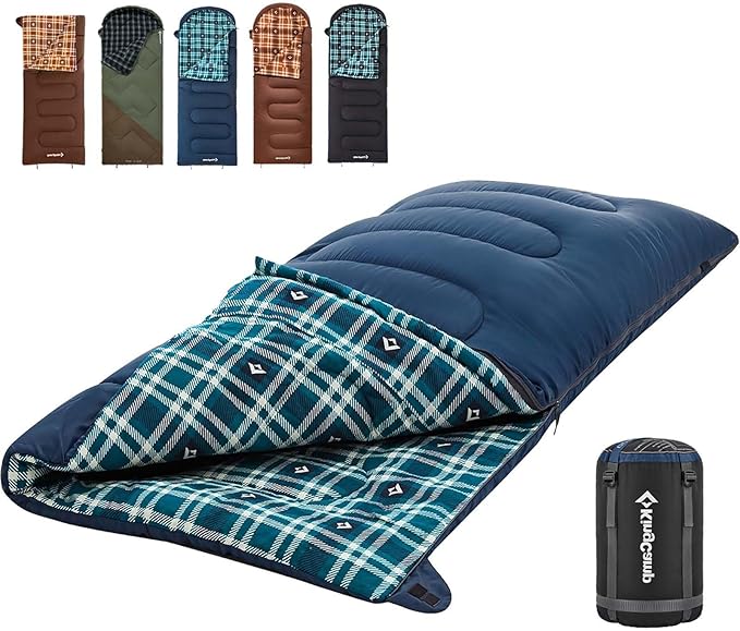 KingCamp Sleeping Bag for Adults, Cold Weather & Warm XL Big and Tall Flannel by KingCamp