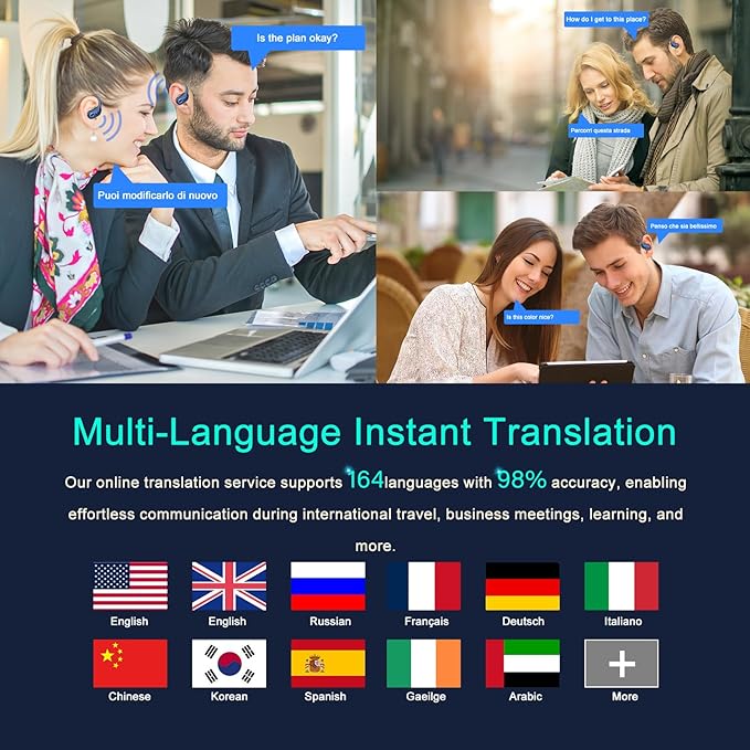 AI Translation Earbuds Real Time, 164 Language Translator Earbud 3-in-1 - Image 2