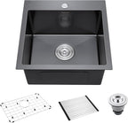 18-Inch Black Bar Sink Drop-In, SINKVINE PVD Nano Stainless Steel Kitchen Sink by SINKVINE