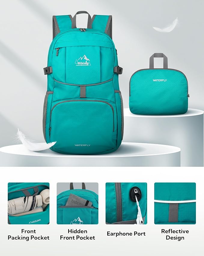 WATERFLY Hiking Foldable Daypack Backpack: 25L Ultra Lightweight Packable - Image 4