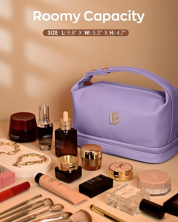 Birthday Gifts, Initial Makeup Bag, Waterproof Double Layer Cosmetic Bag - Image 6
