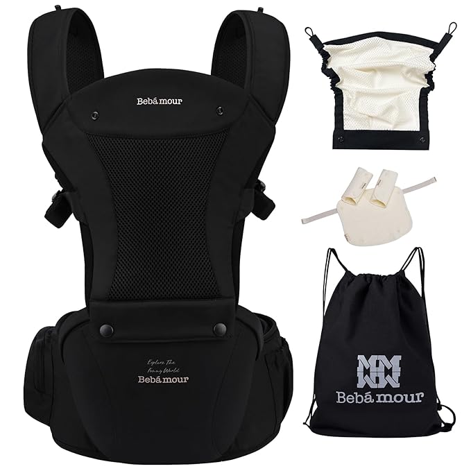 Bebamour Baby Carrier with Hip Seat, All-Position Breathable Mesh Hip Seat & - Image 7