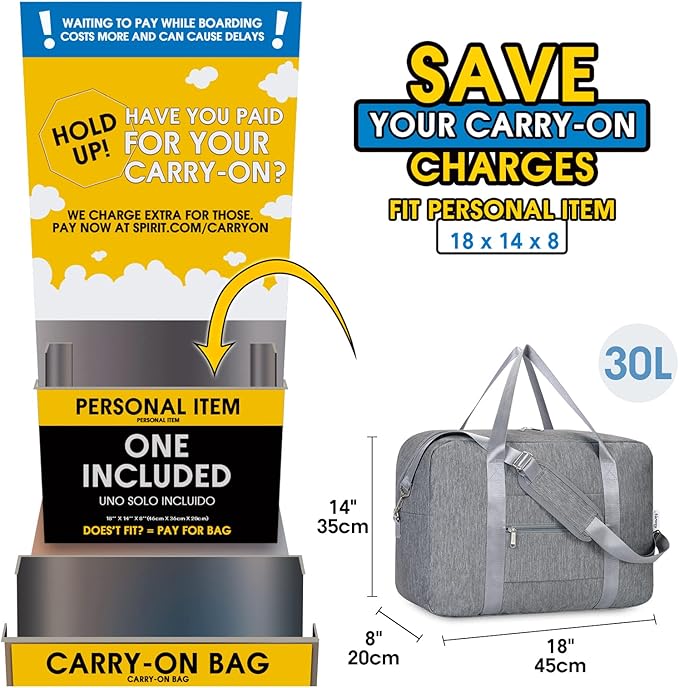 For Spirit Airlines Personal Item Bag 18x14x8 Foldable Travel Duffel Bag - Image 2