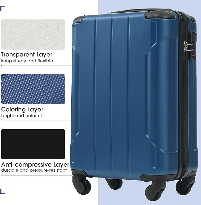 Merax Luggage Set 6 Piece Expandable Lightweight ABS Hardshell Travel Suitcases - Image 8
