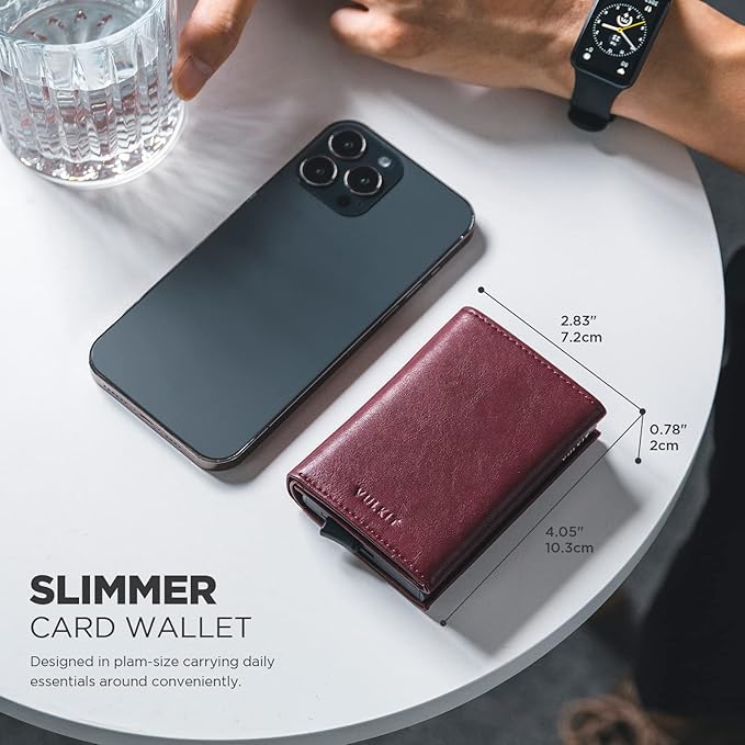 VULKIT Pop up Card Wallet Minimalist Cash Wallets RFID Blocking Leather Smart - Image 5