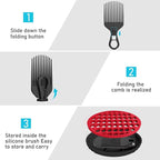 PARAO-Silicone Curling Brush,Magic Wave Afro Comb,Two Sides InterchangeTwist Tool,Hair Curler Brush For Men Women Boy Girl,2-Piece Set（Red）