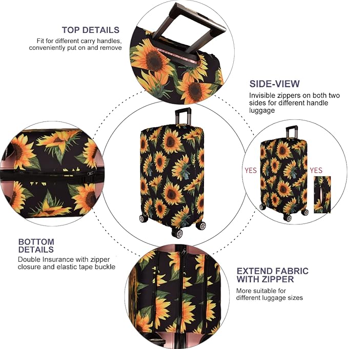 7-Mi Luggage Cover Thickened 19/22/26/30 Inch Suitcase Spandex Black Protector - Image 3
