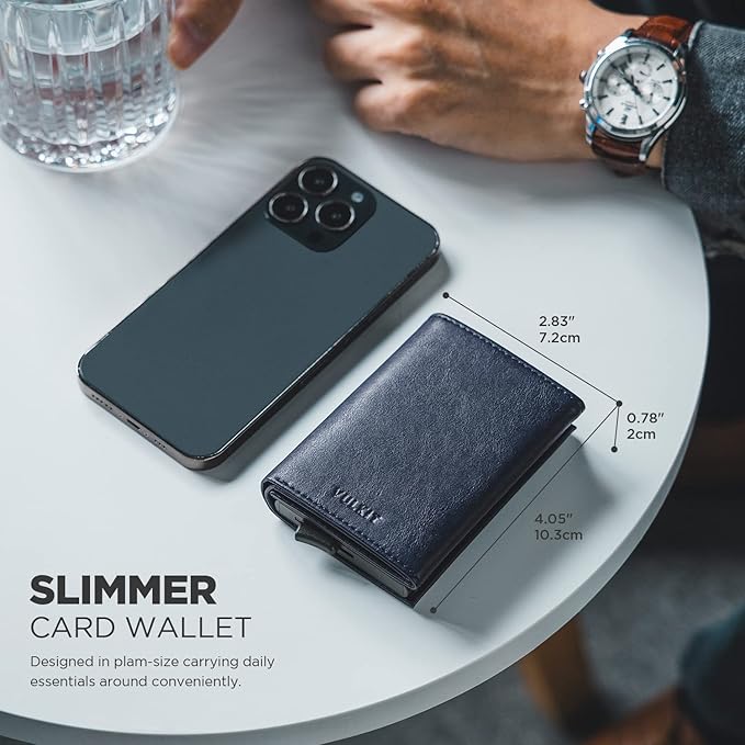 VULKIT Pop up Card Wallet Minimalist Cash Wallets RFID Blocking Leather Smart - Image 5