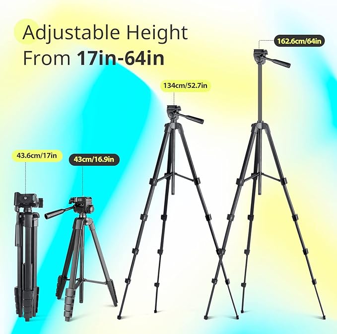 Sensyne 64" Camera Tripod Stand, Versatile Phone & iPad Tripod - Image 4
