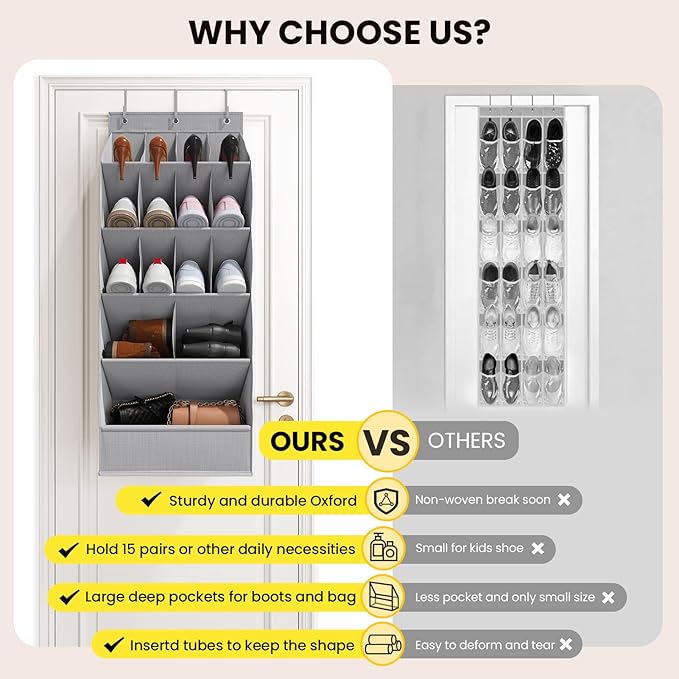 Over the Door Shoe Organizer for Closet, Shoes Rack for Closet - Image 7