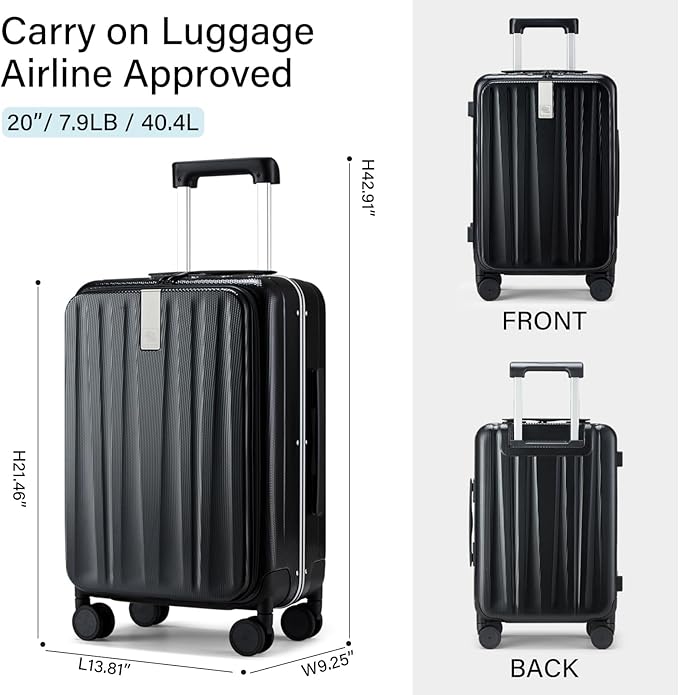 Hanke 20 Inch Carry On Luggage Hard Shell Suitcases - Image 3