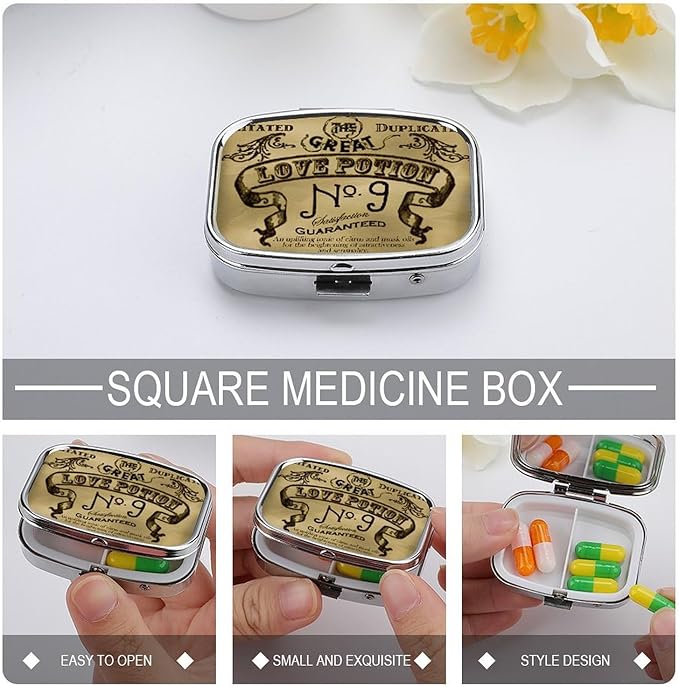 Metal 2 Compartment Pill Organizer Travel Friendly Portable Compact Pill Box - Image 4