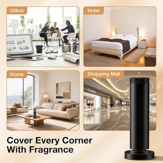 Waterless Diffuser, Waterless Essential Oil Diffuser for Home Hotel Adjustable Mist & Timer, Scent Diffuser Starter Kit with Night Light