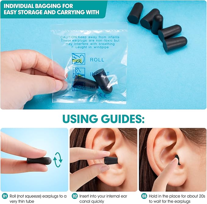 200 Pairs Earplugs for Noise Cancelling Individual Bagged Foam EarPlugs for - Image 5