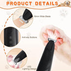 Professional Dog & Cat Trimmer - Quiet Electric Pet Grooming Kit for Ears/Eyes/Paws with LED Light - Cordless Battery-Powered Fur & Nail Clipper for Small/Large Breeds (Black)