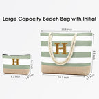 Becokan Beach Bag Initial Beach Tote - Image 3