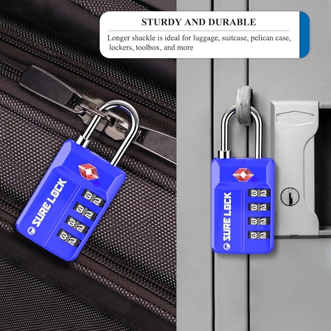 SURE LOCK TSA Approved 4-Digit Resettable Combination Luggage Locks - Image 5