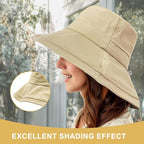 Sun Hats for Women Wide Brim Ponytail UV Protection Beach Hat Packable - Image 4