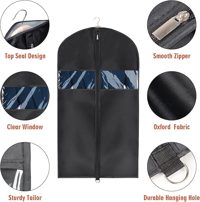 Univivi Garment Bag Suit Bag for Storage and Travel 43 inch, Washable Suit - Image 3