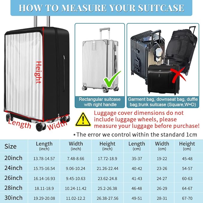 Yotako Upgraded Zippered Transparent PVC Suitcase Cover, No Disassembly - Image 5