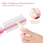 Round Hair Brush, Detangling Fluffy Scalp Brush with Ergonomic Big Handle, Plastic Lightweight Macron Styling Color Comb for Faster Blow Drying and Volume for Long,Thick, Curly Hair Women/Girls/Kids