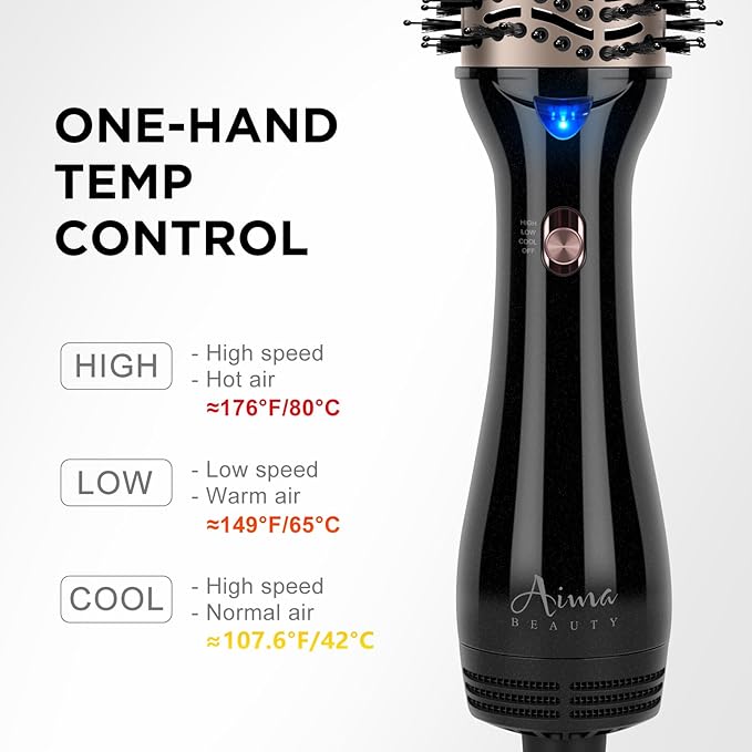 One Step Hair Dryer & Volumizing Hot Air Brush, Blow Dryer, Ceramic Straightener, Curler & Hot Comb 4 in 1 Salon Ionic Brush, Hair Styling Tools, Black