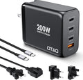 200W USB C Charger Block, 4 Ports GaN Fast Charging Station Wall Charger by OTAO