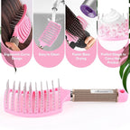 Hair Brush Set, Curved Vented Detangling Hair Brushes for Women Men Kids, Professional Vent Styling Brush for Wet Dry Curly Thick Straight Hair Fast Blow Drying Brush (Black+ White)