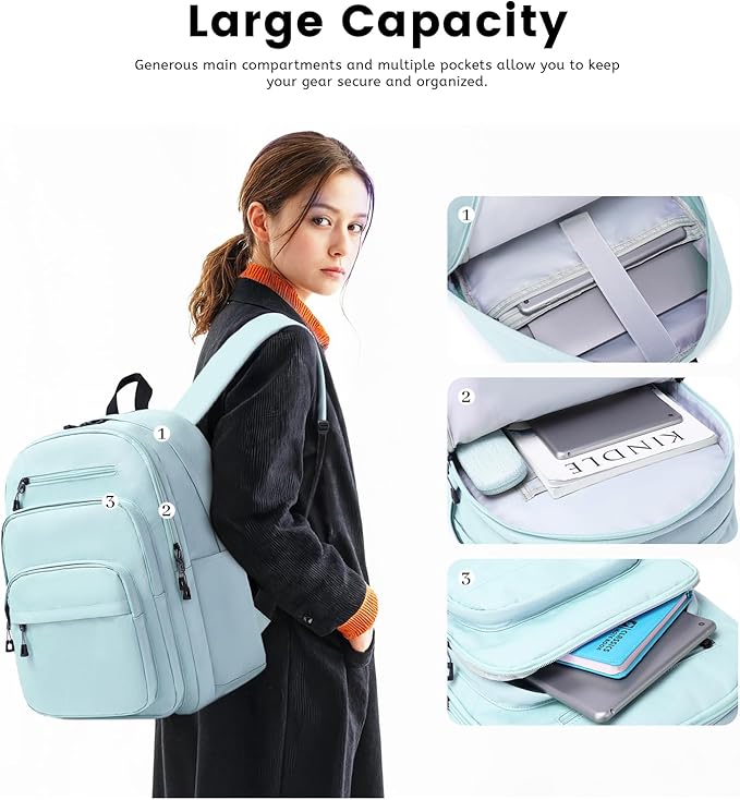 Lanola Basic Multi-Pocket Multipurpose Backpack Classical Water Resistant - Image 3