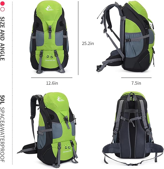 Bseash 50L Hiking Backpack, Water Resistant Lightweight Outdoor Sport Daypack - Image 2