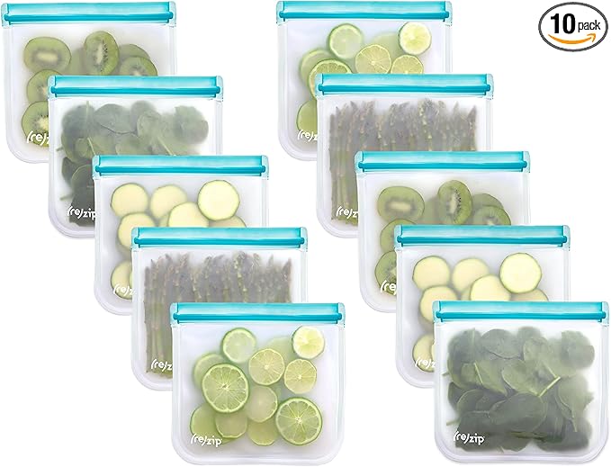 zip 10-Pack Reusable Sandwich Lunch Bags | BPA-Free, Food Grade, Freezer Safe by rezip
