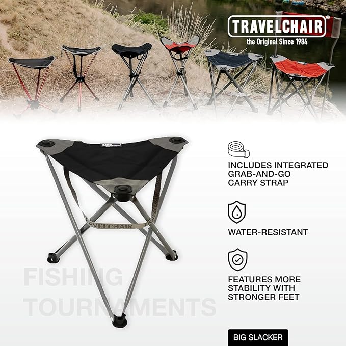 Travel Chair Big Slacker Stool, Portable Tripod Chair - Image 5