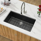 33 Inch Black Granite Composite Kitchen Sink Workstations Black Quartz - Image 2