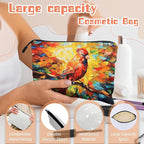 Cosmetic Bags Travel Makeup Toilet Case Waterproof Pouch for Women Girls 6.7X9.45inches - Red Bird Perched on Branch
