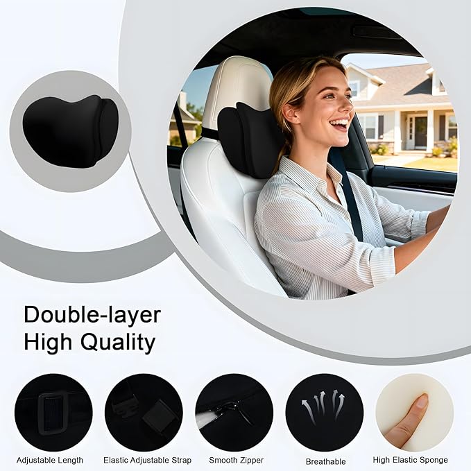 2Pcs 2025 Double-Layer Car Pillow, Cloud-Like Comfort Car Neck Pillow, Dual - Image 6