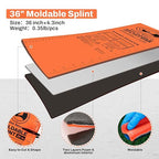 RHINO RESCUE First Aid Splint 36" X 4.3" Orange-Gray, Keep Bones in Position - Image 5
