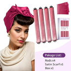 Heatless Curls Overnight Hair Curlers - 4 Pcs No-Heat Curling Rod to Sleep In,Velvet Hair Rollers with Satin Wrap