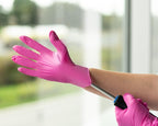 FRAMAR Pink Gloves Disposable Latex Free – Pink Nitrile Gloves Small, Disposable Glove Small, Powder Free, For Hair Dye, Salon, Cleaning, Tattoo, Food Prep, Mechanic, Extra Durable – 100 Pack