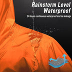 Mens Long Hooded Safety Rain Jacket Waterproof Emergency Raincoat Poncho - Image 4