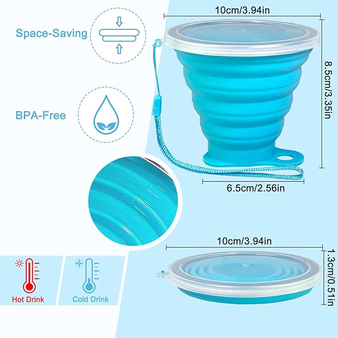 Silicone Collapsible Cup with Lid – Portable Collapsible Travel Cup - Image 6