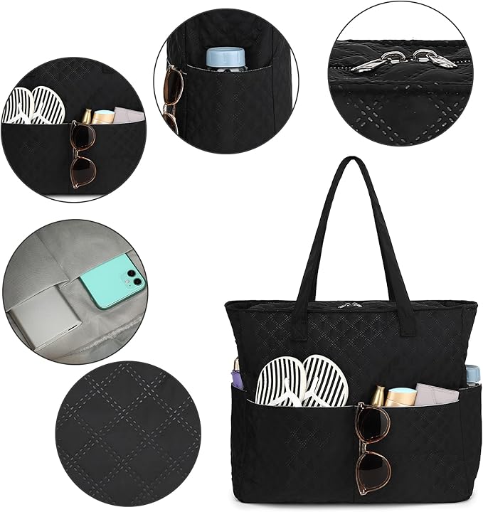 LEDAOU Large Beach Tote Bag Women Waterproof Sandproof Zipper Beach Tote Bag - Image 7