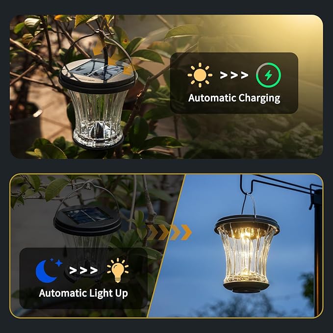 Glass Solar Lantern Outdoor, Waterproof Hanging Solar Lights - Image 4