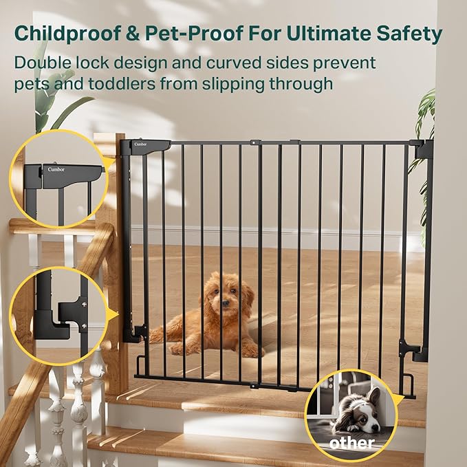 Cumbor 34" Extra Tall No Bottom Bar Baby Gate - Image 5